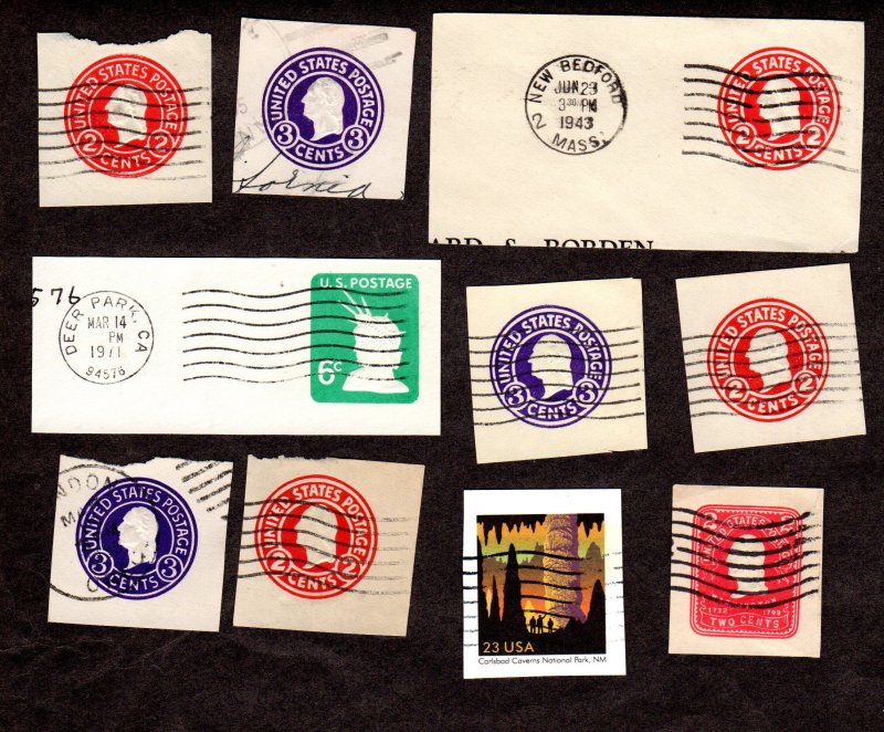 USA, Cut Squares, Lot of 10 used cut squares.  Lot 230811 -19