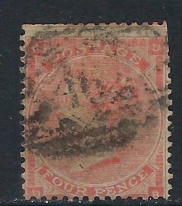 Great Britain 34 Used 1862 issue; few trimmed perfs top right (ak3874)
