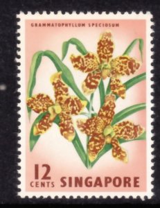 Singapore 1962 Sc 64 Flowers 12c MNH