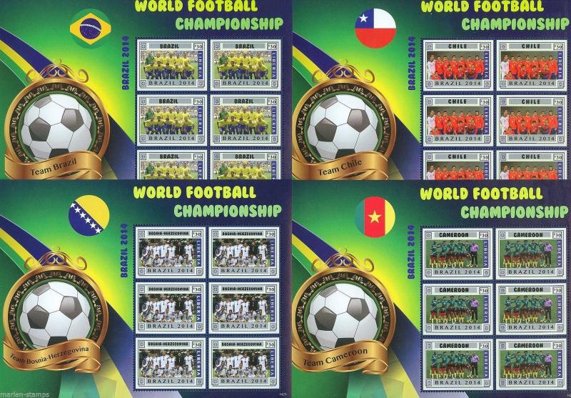 TOGO 2014 LIBERIA WORLD CUP SOCCER CHAMPIONSHIP BRAZIL 2014 SHEET SET MINT NH