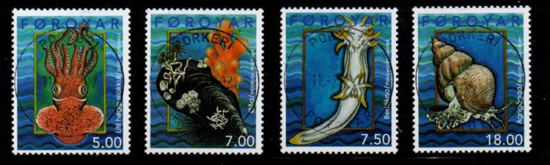 Faroe Islands Sc 409-12 2002 mollusks stamp set used