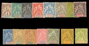 French Colonies, French Sudan #5-19 Cat$366, 1894-1900 4c-1fr, hinged, 75c an...