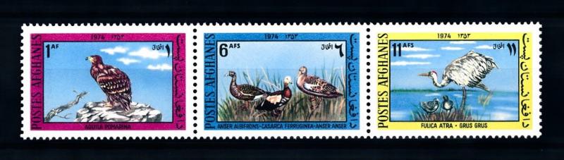 [92010] Afghanistan 1974 Birds Vögel Oiseaux Eagle Goose Strip of 3 MNH