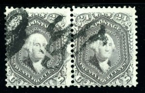 USAstamps Used FVF US Serie of 1861 Washington Horizontal Pair Scott 78