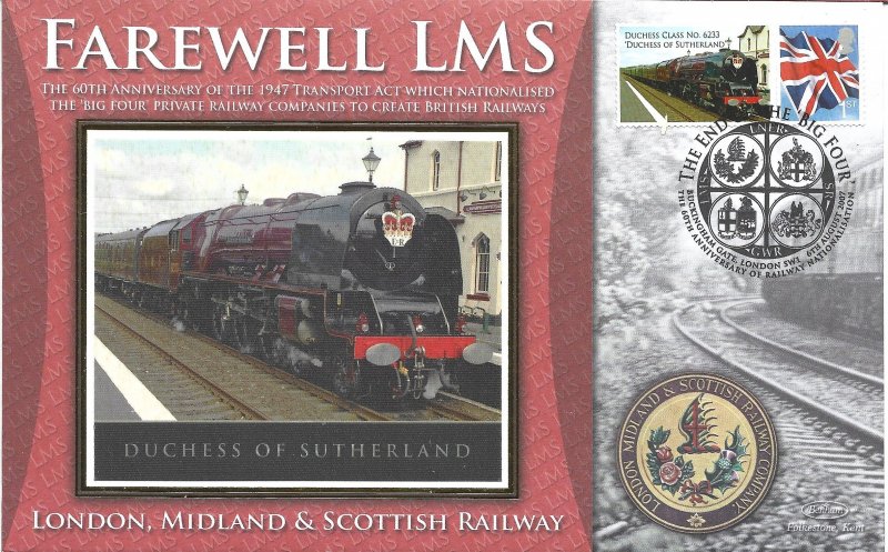 Benham Silk FDC: Farewell LMS: Duchess of Sutherland: 2007