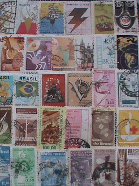 ​BRAZIL STAMPS: VERY OLD LARGE 56 DIFFERENT PICTORIAL BRAZIL USED STAMPS #BR-H