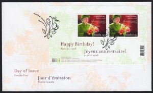 QUEEN ELIZABETH II 80th BIRTHDAY= Souvenir Sheet Official FDC Canada 2006 #2150
