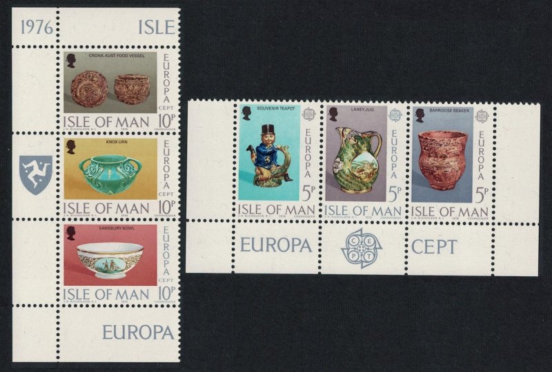 Isle of Man Europa Ceramic Art 6v in strips with Margins 1976 MNH SC#86-91