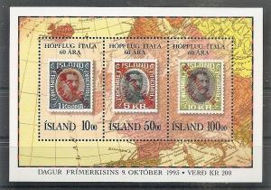 Iceland 772 MNH 1993 Italian Group Flight Souv. Sheet