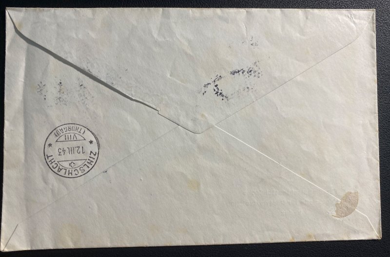 1943 Vaduz Liechtenstein First Day Cover FDC To Ziehlschlacht Switzerland
