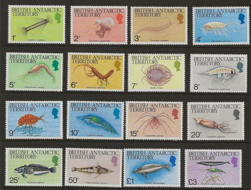 British Antartic 102-116   1984  set 16  FVF  Mint nh