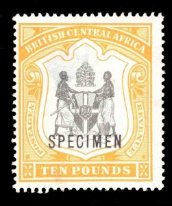 MOMEN: BRITISH CENTRAL AFRICA BCA SG #52s SPECIMEN 1897 MINT OG H LOT #66448