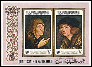 Quaiti State Michel Block 18A, MNH, Lucas Cranach Paintings souvenir sheet