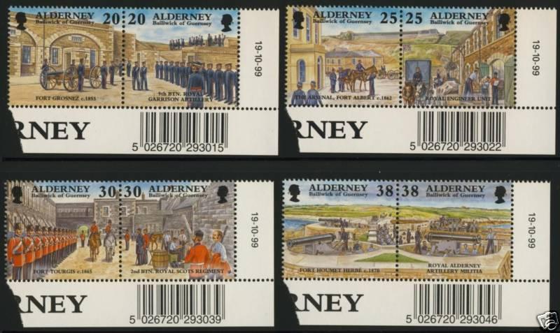 Alderney 135a-41a MNH Soldiers, Horses, Artillery, Guns