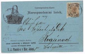 Bohemia AUSTRIA *Solnice/Solnitz* 1892 CDS Advert Card BASKET {samwells}AR53