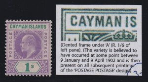 Cayman Islands, SG 15a, MLH Dented Frame variety