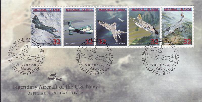 Marshall Islands 1998 Legendary Aircraft  US Navy (25) 5 First Day Covers VF+