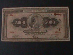 ​GREECE-1932-BANK OF GREECE -5000 DRACHMAI-LT-CIRCULATED-VF-92 YEARS OLD