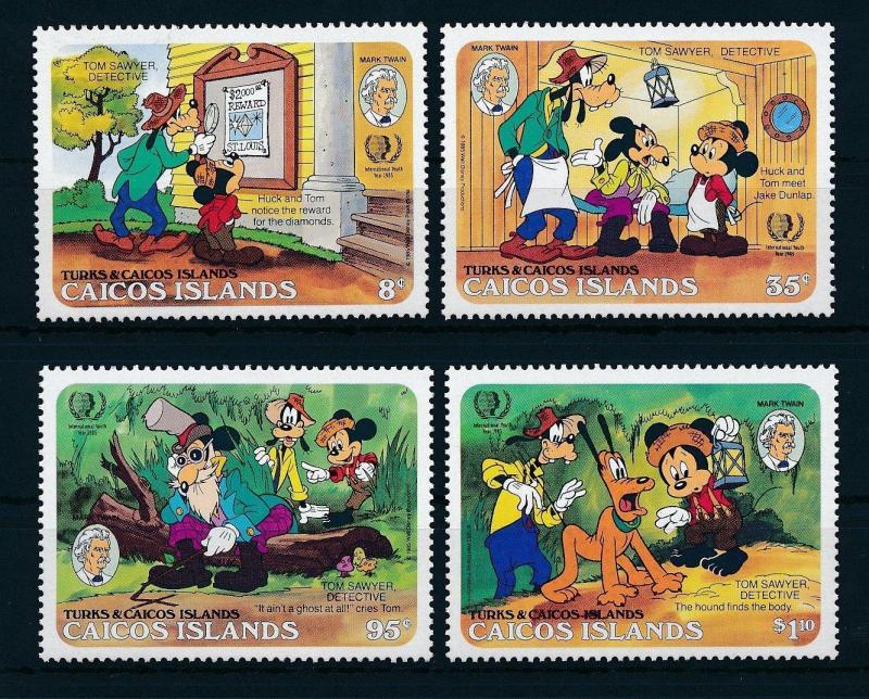 [22178] Caicos Islands 1985 Disney Mickey Mouse Goofy Mark Twain MNH