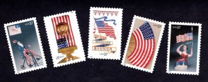 3776-80 Patriotic Flags SINGLES with CLEAR PERFS from 2003 MNH