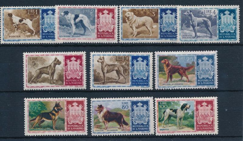 [62283] San Marino 1956 Dogs 10 Values MNH