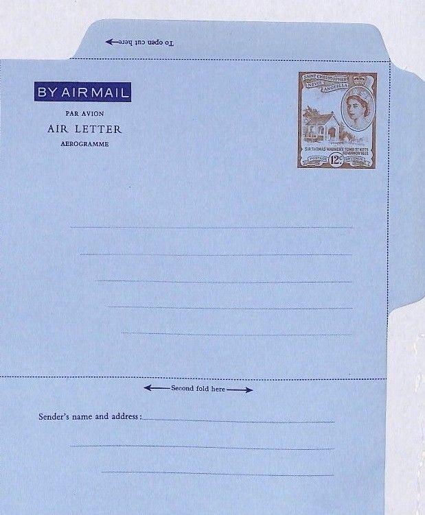 AP118 St Christopher Nevis Angla Airmail Air Letter Postal Stationery Cover PTS