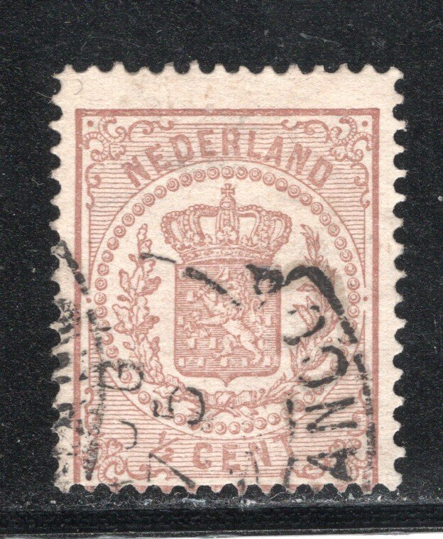 Netherlands #17  F/VF, Used, 1/2 c Red Brown, Coat of Arms, CV $3.75 ... 4200015