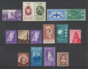 Egypt Sc 405/446, B1 MNH. 1957-58 issues, 13 different sets & singles, fresh, VF