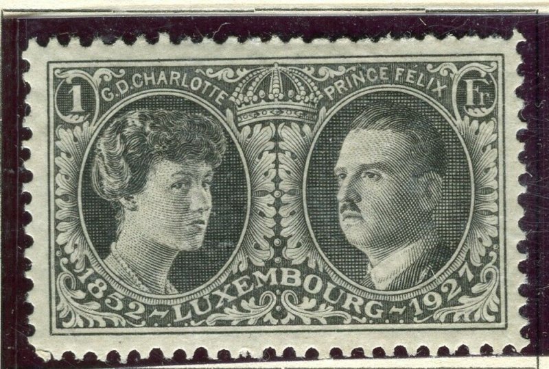 LUXEMBOURG; 1927 early Philatelic Expo issue fine Mint hinged 1Fr. value