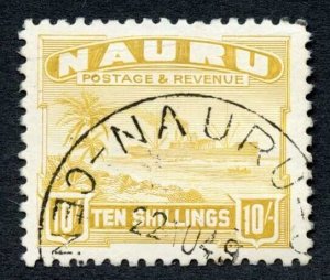 Nauru SG39B 10/- Yellow Shiny White Paper CDS used Tone Spot Cat 120 pounds