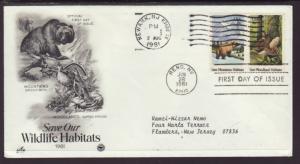 US Mountains Wildlife Habitat 1981 PCS Typed FDC BIN