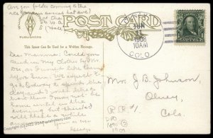 USA 1908 Olney Colorado DPO Helbock R3 Cover Denver Capitol Downtown 92675