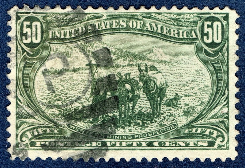 [0977] 1898 Scott#291 50¢ Sage green used cv :$175