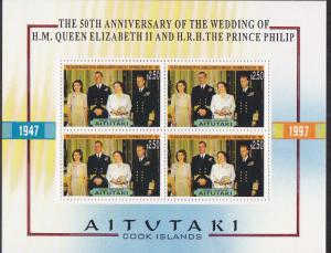 Aitutaki # 520, Queen Elizabeth II 50th Wedding Anniversary, NH, 1/3 Cat.