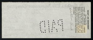 C12 Canada Life Assurance Co. bank draft, 1922, revenue stamp Van Dam #FWT8