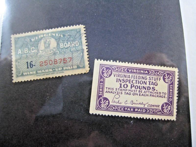 U.S. VIRGINIA STATE TAX STAMPS - LOT OF 2