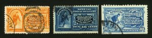 #E3, #E5, and #E10, 10c 1893-1916 Special Delivery Small Lot of 3 Used