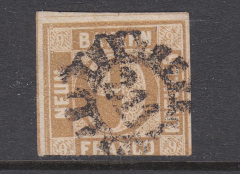 Bavaria Sc 12 used. 1862 9kr bister Numeral, 211 closed Millwheel cancel.