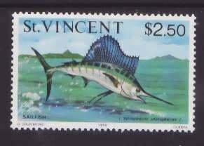 St. Vincent-Sc#423a- id8-unused NH $2.50 Sailfish-Marine Life-type II-1976-