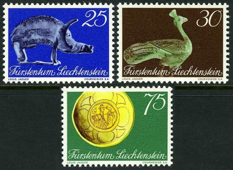 Liechtenstein 478-480,MNH.Michel 536-538. National Museum.Bronze Boar,Peacock,