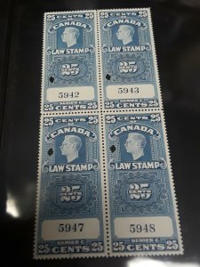 1938 Canada Law 25c Block 4 Used