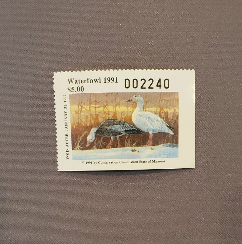 MO13, Missouri Waterfowl 1991, Mint, CV $9.00