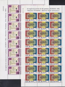 Andorra (Spanish) Stamps: 1982 Europa Issue Set/2; #143-144; Full Sheets/24; MNH