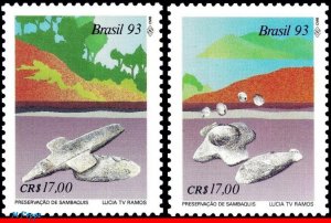 2419-20 BRAZIL 1993 SAMBAQUIS PRESERVATION, ARCHAEOLOGY, MI# 2544-45, SET MNH