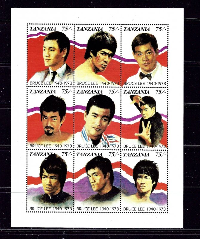 Tanzania 810 MNH 1992 Bruce Lee sheet of 9