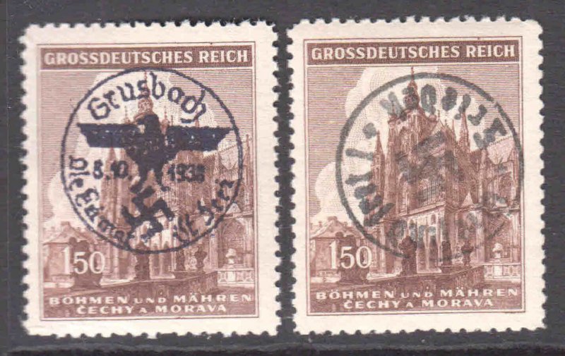 BOHEMIA & MORAVIA 88 GRUSBACH, FRIEDEK FELDPOST LOCAL OVERPRINT OG NH VF