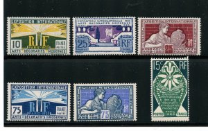 France #220-225 (F849) Complete 1924-5 Intl Exhibition, MNH, FVF, CV$52.50