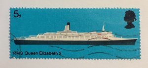 Great Britain 1969 Scott 575 used - 5p, ships,  RMS Queen Elizabeth 2