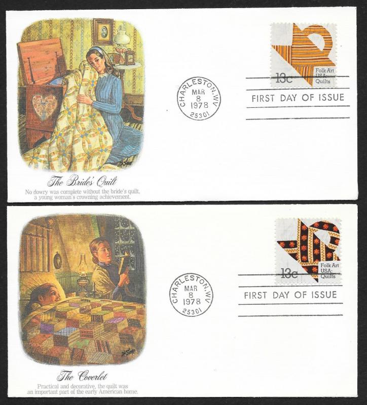 UNITED STATES FDCs (4) 18¢ American Quilts 1978 Fleetwood