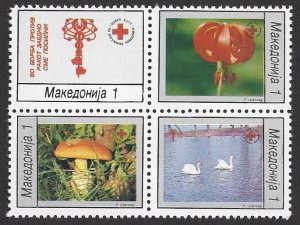 Macedonia #RA47a MNH set, block of 4 c/w SS, Anti cancer week, issued 1994